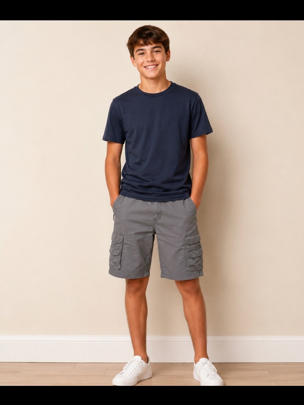 Boy's Gray Cargo Shorts - Classic Casual Style